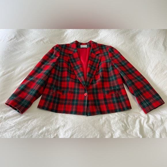 Pendleton | Women SZ 40 (XL) | VTG Blazer Skirt Suit | Lennox Tartan Wool Red - Picture 2 of 15